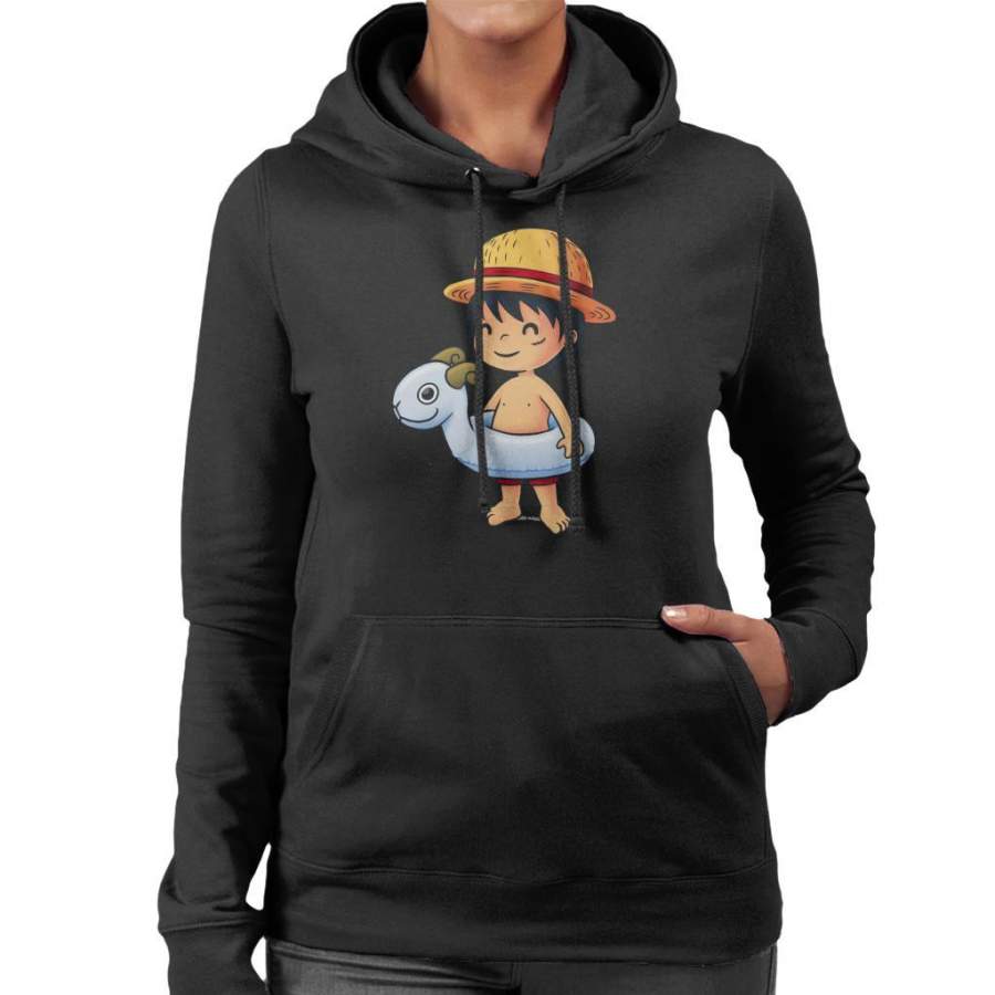 One Piece Cute Beach Monkey D Luffy Women’s Hooded Sweatshirt