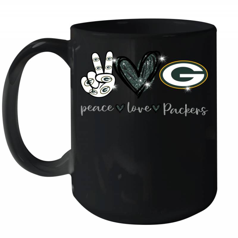 Peace Love Packers gift for Green Bay Packers Fans Ceramic Mug 15oz