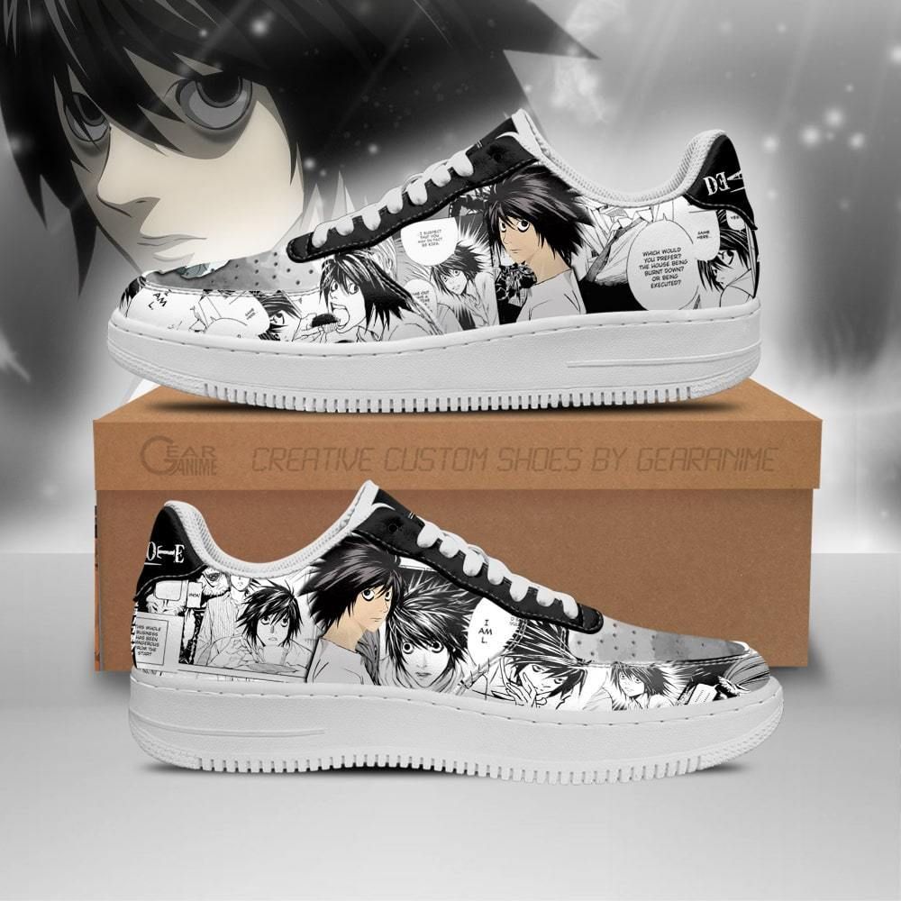 L Lawliet Death Note Idea Air Force Shoes Sneakers Custom Anime