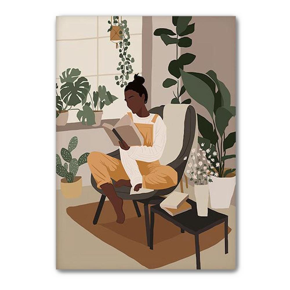 Poster Canvas Black Girl Reading Poster, Black Girl Canvas, Black Girl Reading Art, Gift For Book Lovers, Reading Poster Wall Decor, Poster Gift Decor Home Decor Wall Art Visual Art