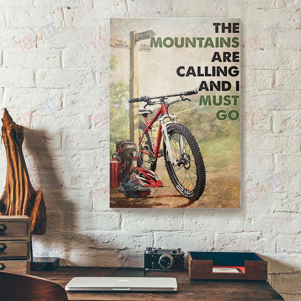 Canvas Painting The Mountains Are Callings And I Must Go Biker Racing Canvas Wall Art Home Decor