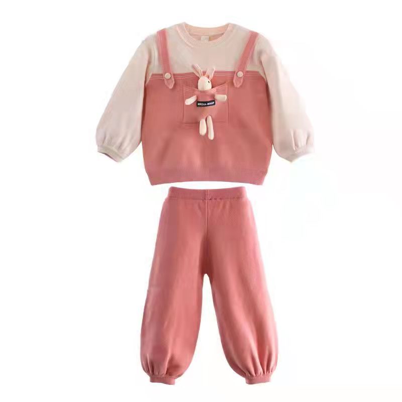 Baby Girls Boys Clothing Sets Korean Kids Children Cute Cartoon Bear Plush Sweater Pants+T Shirts Sportswear Clothes Outfit alx