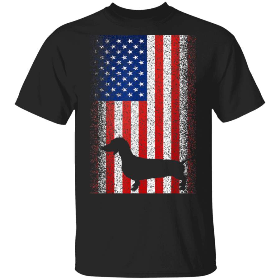 Vintage Dachshund America Flag Patriotic 4th Of July Gift TShirt