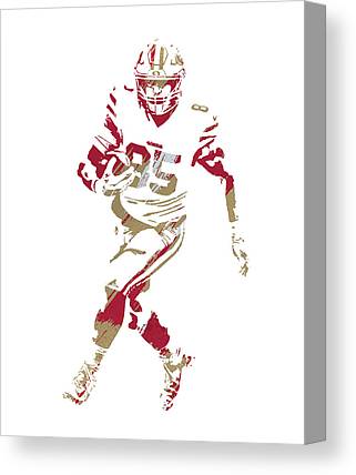 George Kittle San Francisco 49Ers Watercolor Strokes Pixel Art 2 Joe Hamilton Canvas Print