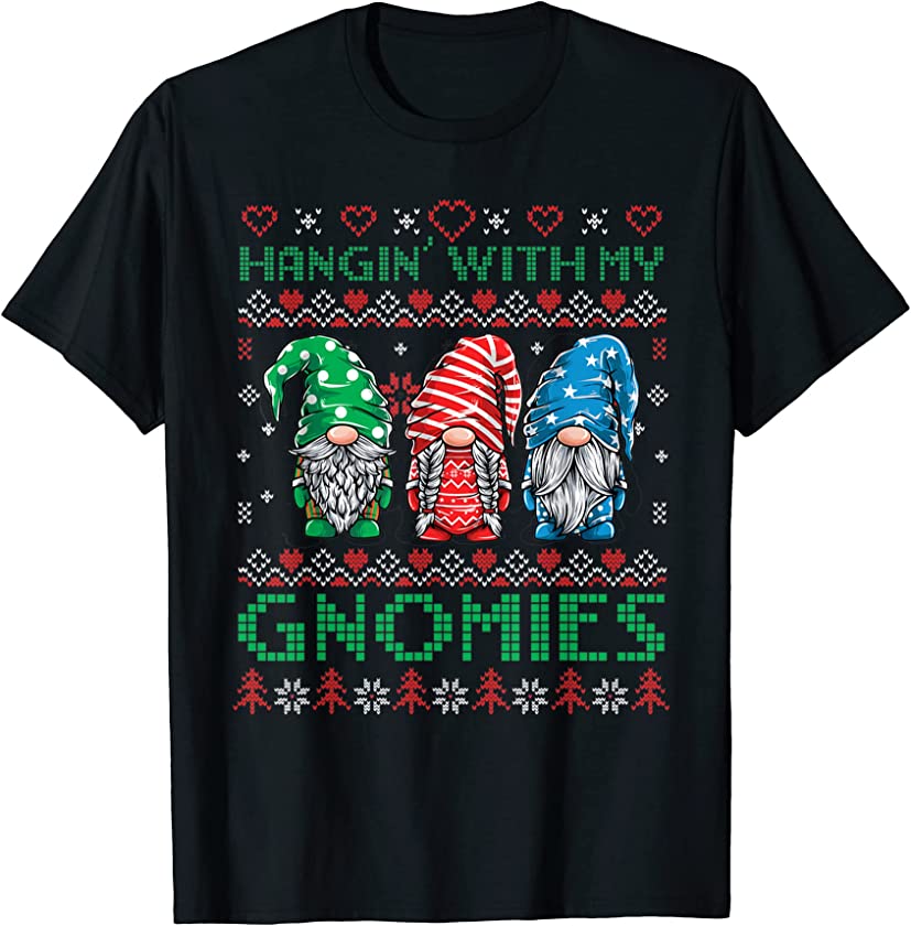 Ugly Christmas Sweater Hanging With My Gnomies Santa Pajama T-Shirt