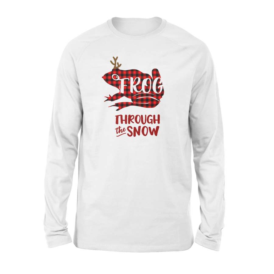 Through The Snow Christmas Frog Red Plaid Long Sleeve