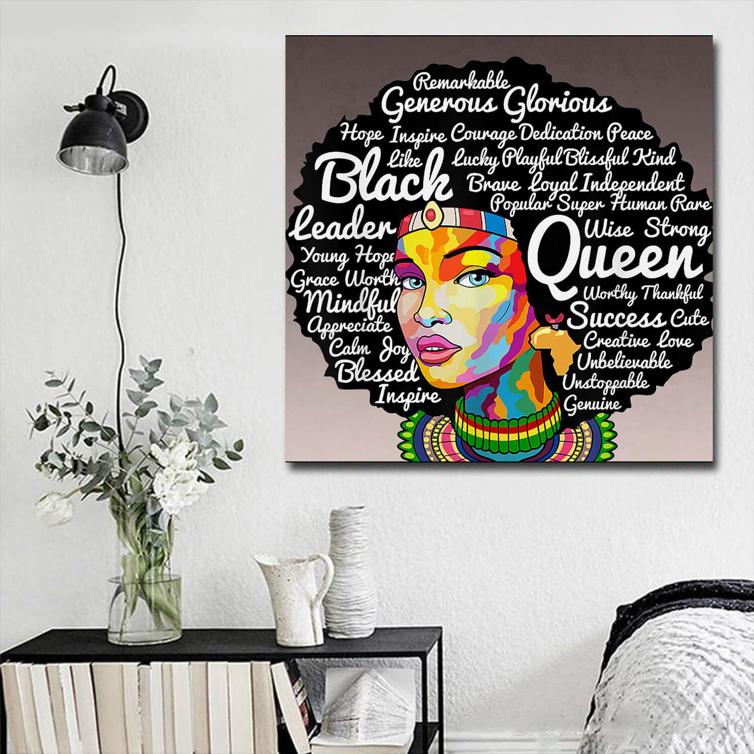 African American Canvas Prints Dashiki Black History Melanin Woman Black History Canvas Art Living Room Decor WBG2871