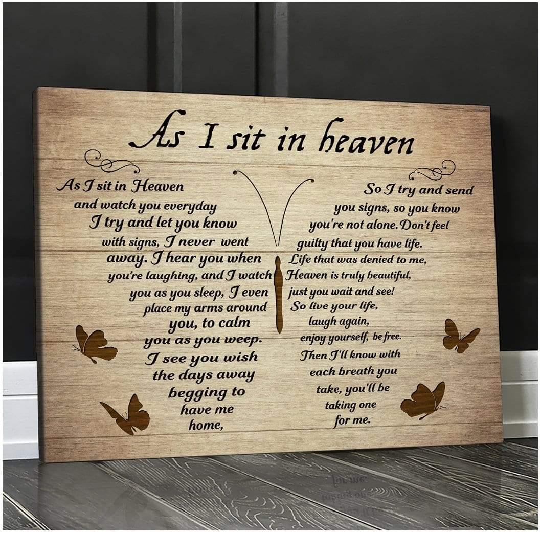 As I Sit In Heaven Butterfly Premium Wall Art Canvas