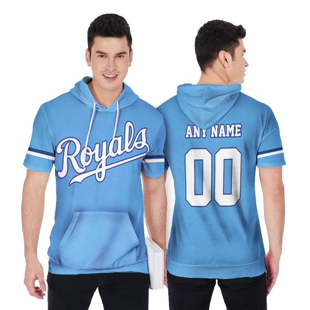 Kansas City Royals 00 Anyname 2019 Majestic Team Light Blue Jersey Inspired Style Gift For Kansas City Royals Fans Short Sleeve Hoodie