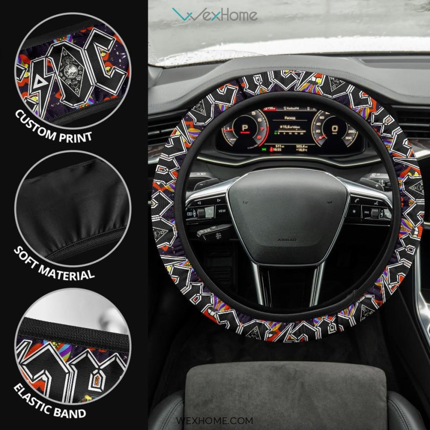 Ac Dc Rock Band Rock Band Steering Wheel Cover Acdc Trippy Mouth