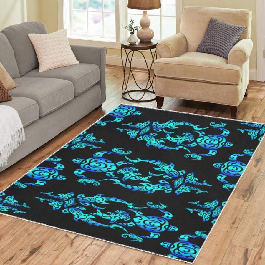 SEA TURTLE POLYNESIAN TRIBAL HAWAIIAN AREA RUG