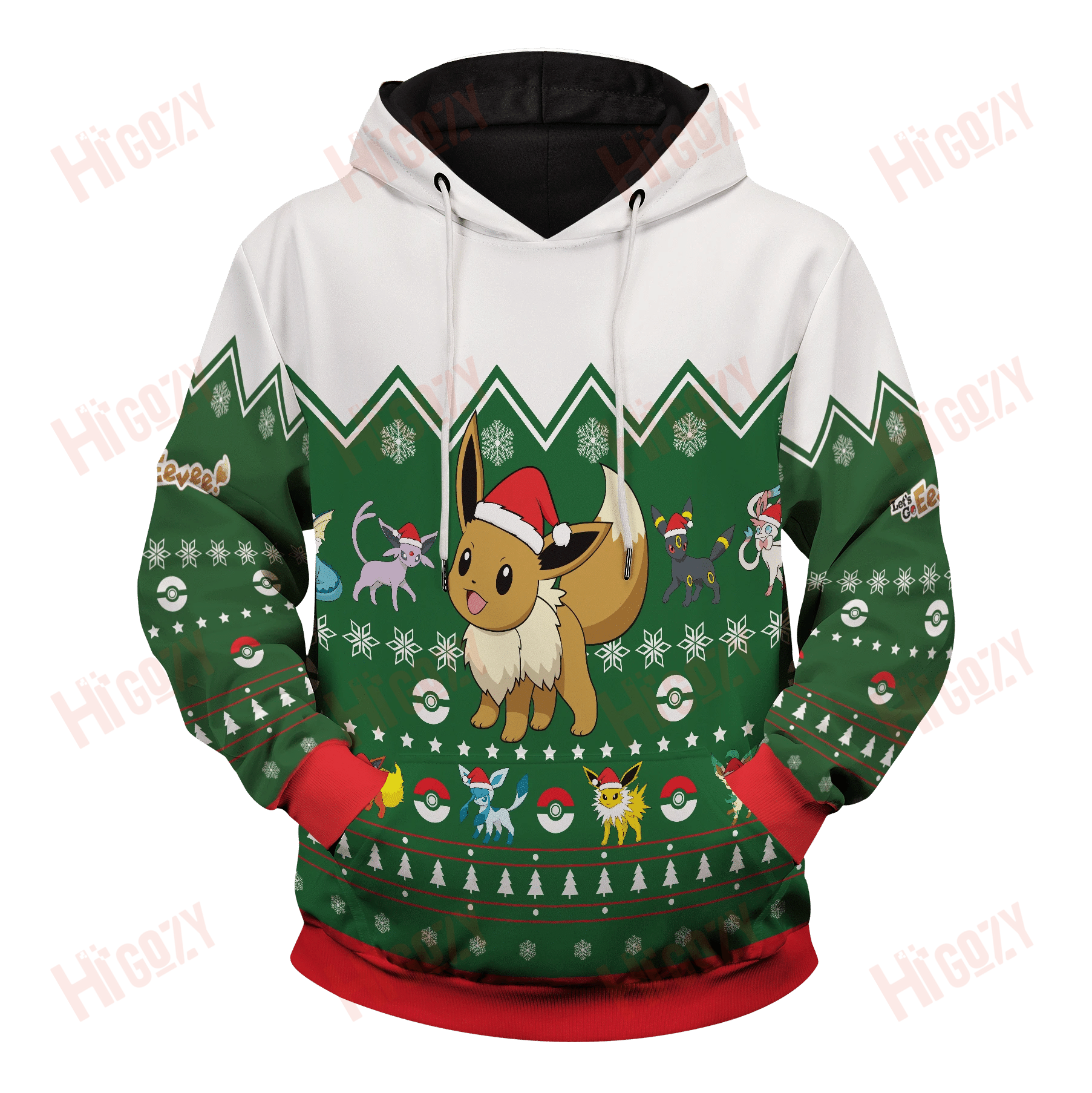 Christmas Evee Unisex Pullover Hoodie, Pokemon 3D Hoodies Clothes 3D Hoodies Cool Hoodies, 3D Printed Hoodies - Tac255
