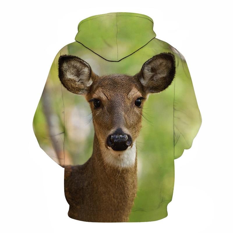 Calm Deer Face 3D – Sweatshirt Hoodie Pullover