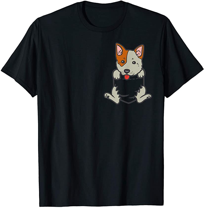 Pocket Heeler Feet Cute Animal Pet Blue Red Cattle Dog Gift T-Shirt