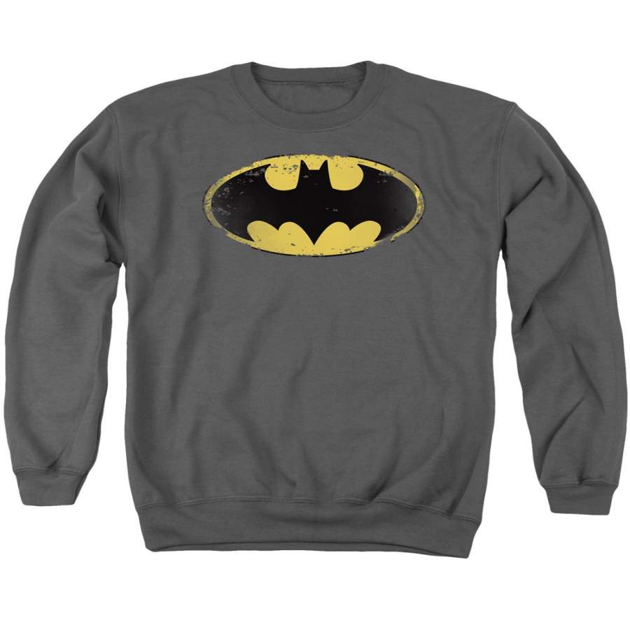 Batman – Distressed Shield Adult Crewneck Sweatshirt