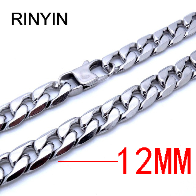 6/8/12mm Customize Length Mens High Quality Stainless Steel Necklace Curb Cuban Link Chain Fashion Jewerly alx