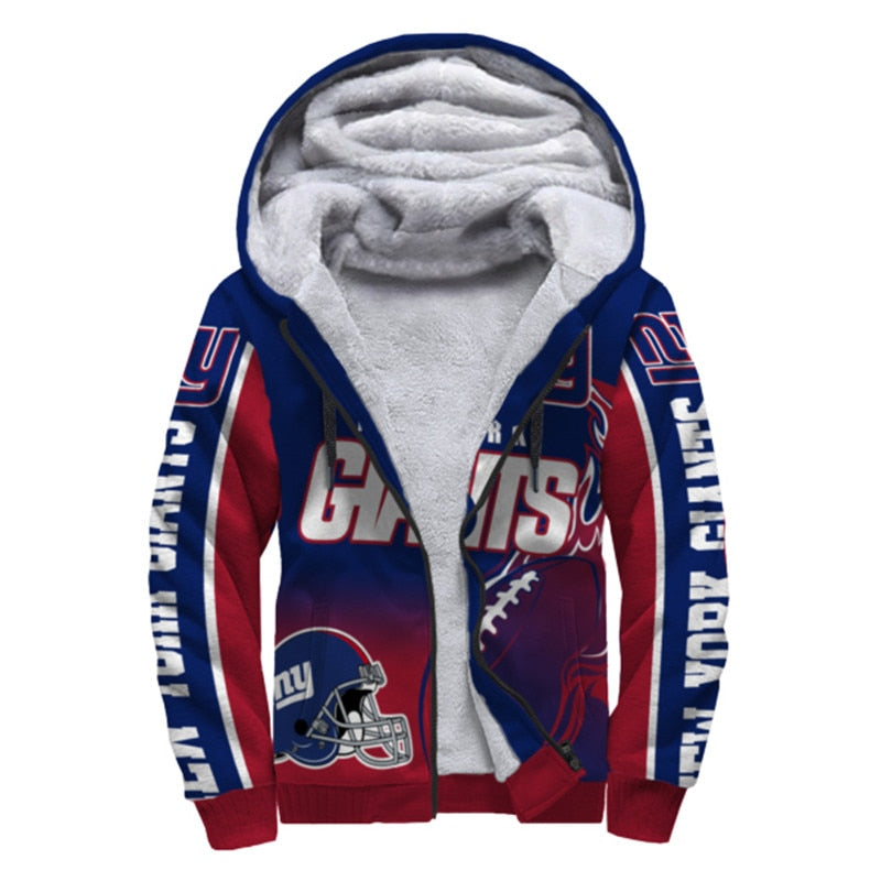 New York Giants Fleece Jacket Printed Ball Flame 3D