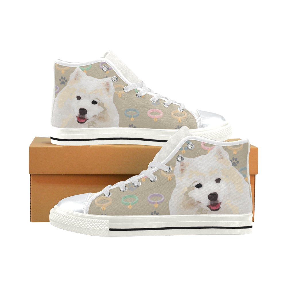 American Eskimo Dog White High Top Canvas Women’s Shoes/Large Size