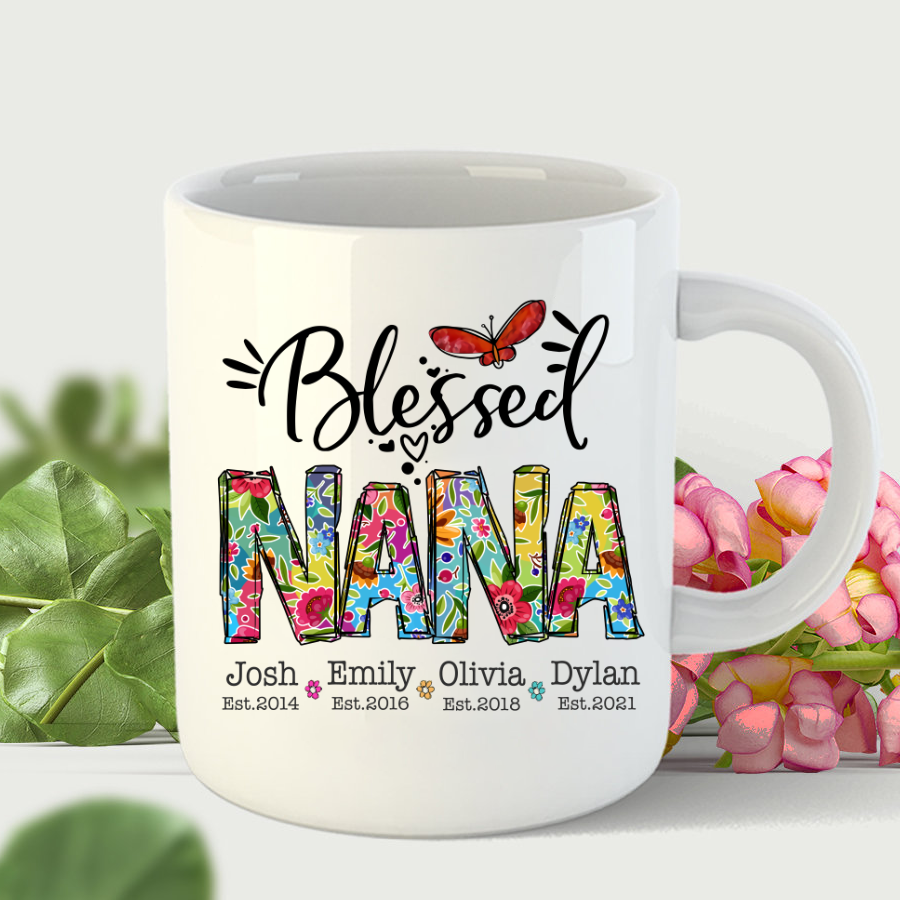 Blessed Nana Grandkids Est Colorful Mug