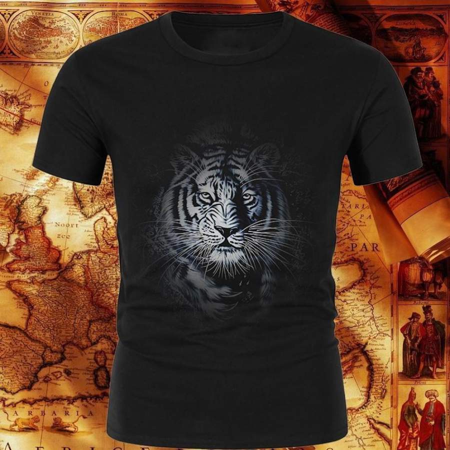 Dark Tiger Summer Men ‘s New Tshirt Hot Fashion Design Printed Cotton Tees Round Neck Tshirt