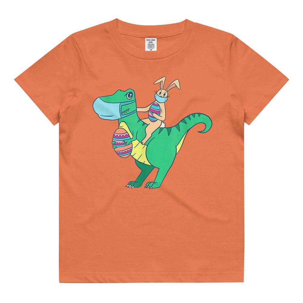 Bunny Riding Trex With Masks Funny Quarantine Easter Kids T Shirt