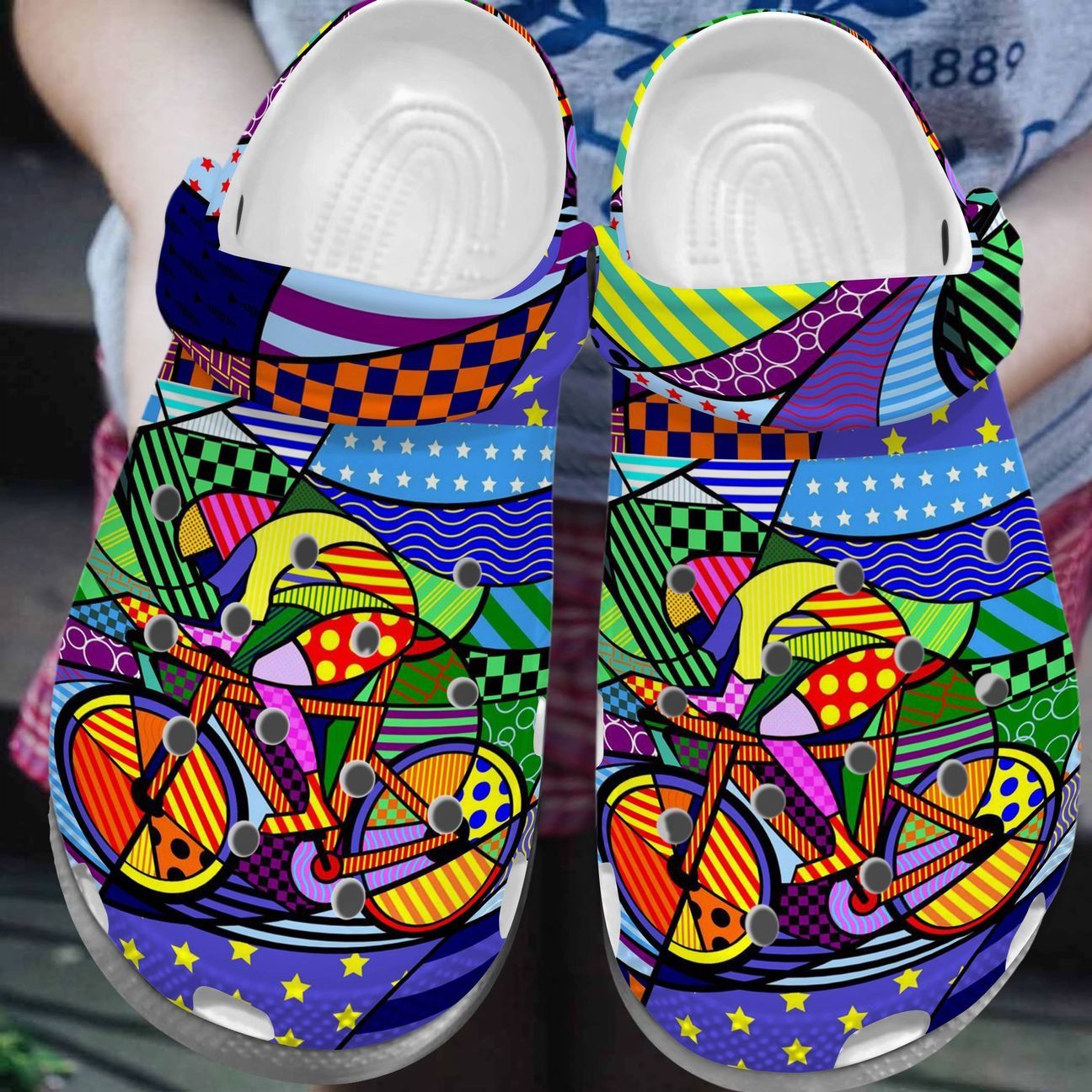 Cycling Personalized Clog, Custom Name, Text, Color, Number Fashion Style For Women, Men, Kid, Print 3D Colorful Cycling Race