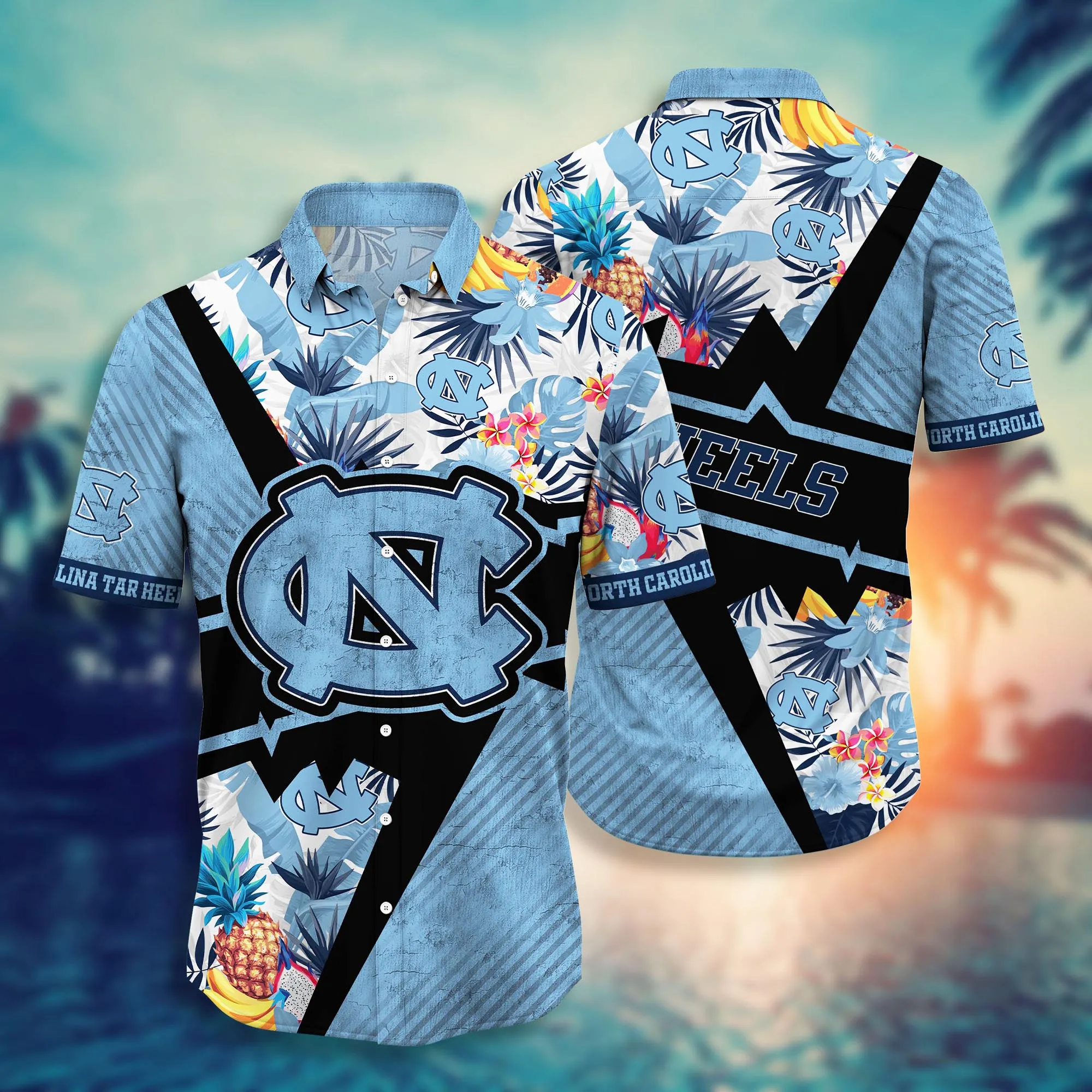 North Carolina Tar Heels NCCA Hawaiian Shirt Sunsets Aloha Shirt