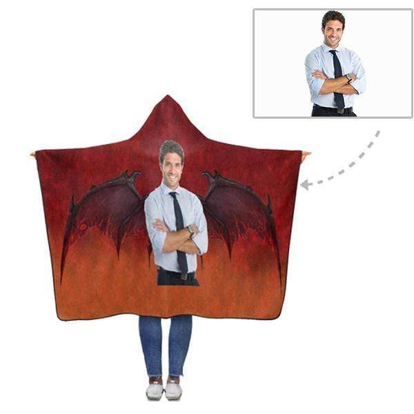 Custom Photo Devil Wings Hooded Blanket