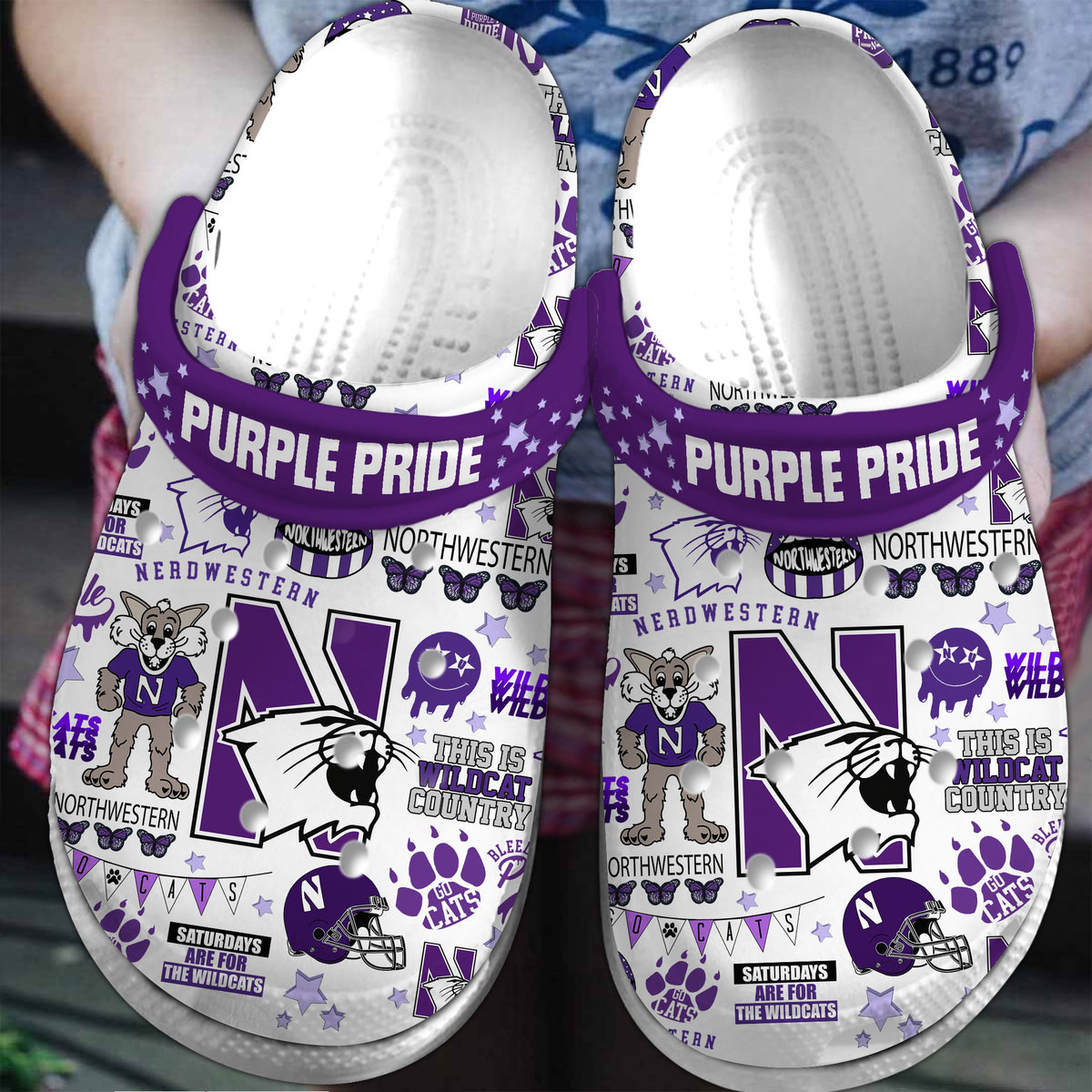 Northwestern Wildcats NCAA Sport Crocss Crocband Clogs Shoes Comfortable For Men Women and Kids