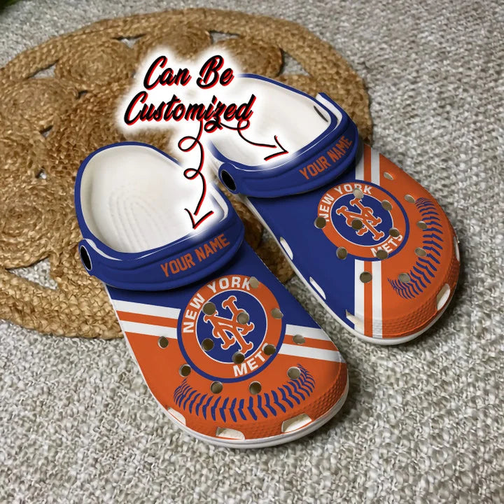 Baseball Crocss – Ny Mets Personalized Baseball Logo Team Clog Shoes