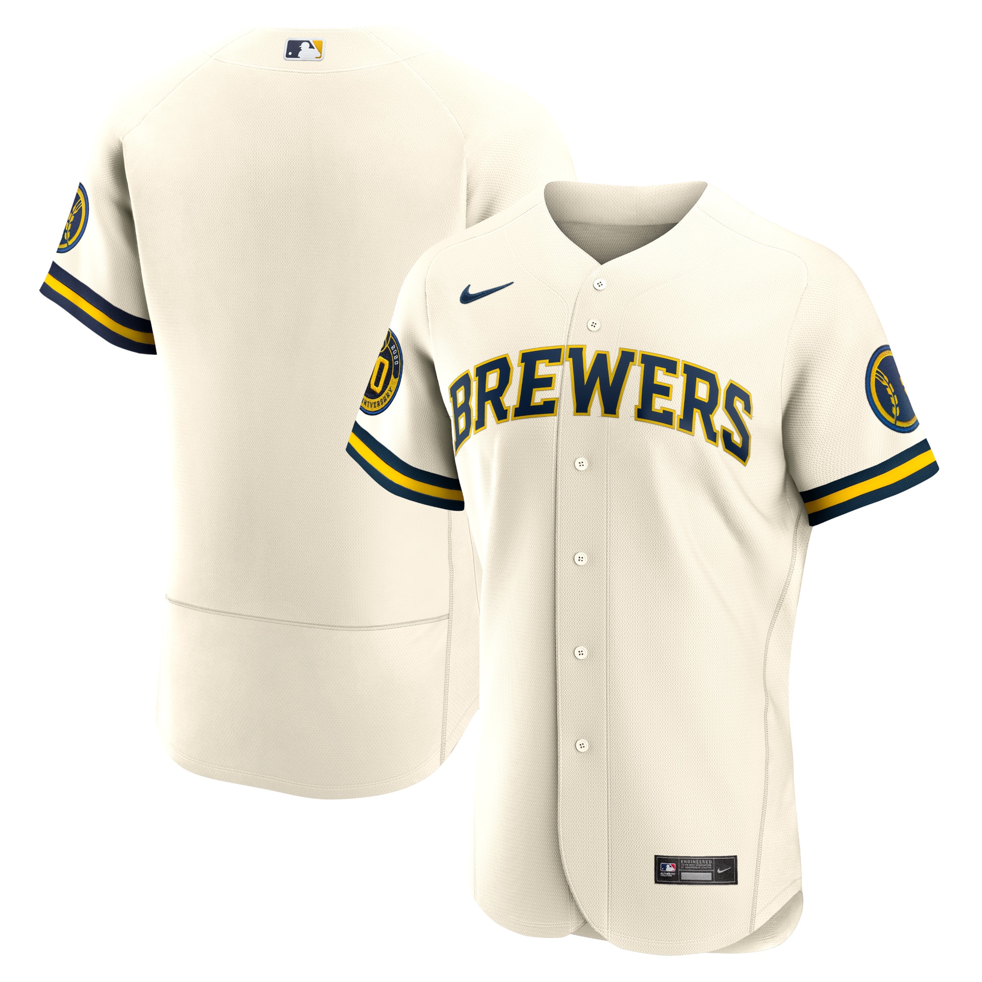 Milwaukee Brewers Home Authentic Team Jersey – Cream