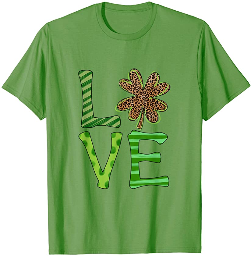 St Patrick’s Day Love Shamrock Cheetah Leopard Print Cool T-Shirt