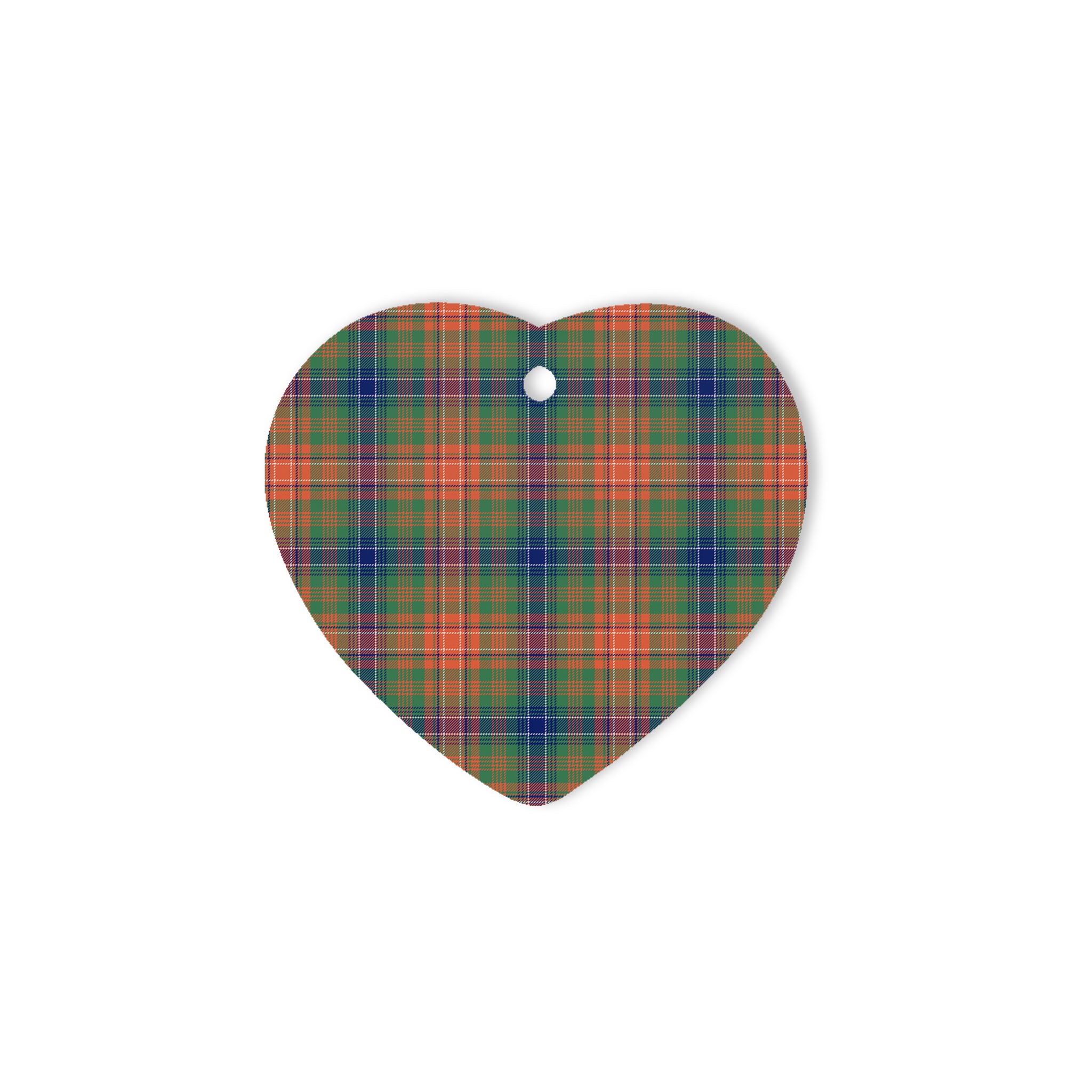 Wilson Tartan Heart Ornaments, Christmas Tree Ornament, Plaid Christmas Ornaments, Ceramic Heart Christmas Tree Decoration