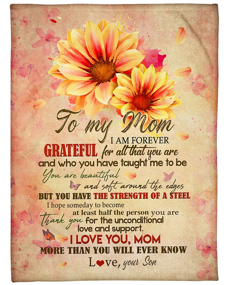 To My Mom You Are Beautiful, Fleece Blanket – Quilt Blanket, Mother’s Day Gift From Son To Mom, Meaningful Mother’s Day Gift, Home Decor Bedding Couch Sofa Soft and Comfy Cozy