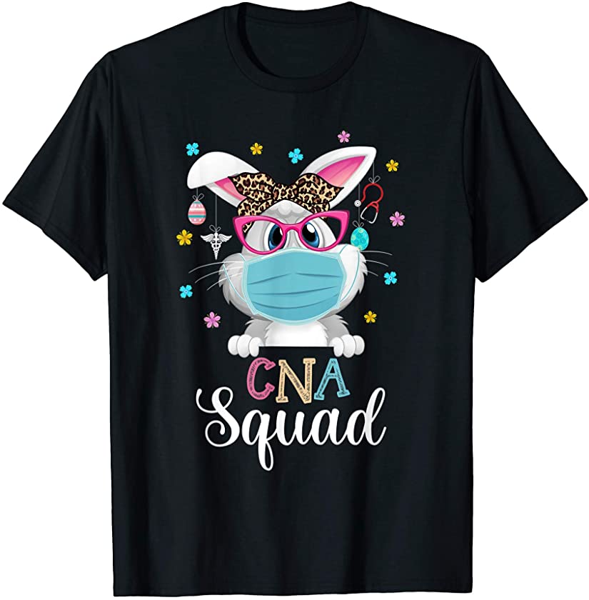 CNA Squad Cute Bunny Rabbit Face Leopard Glasses Ribbon T-Shirt