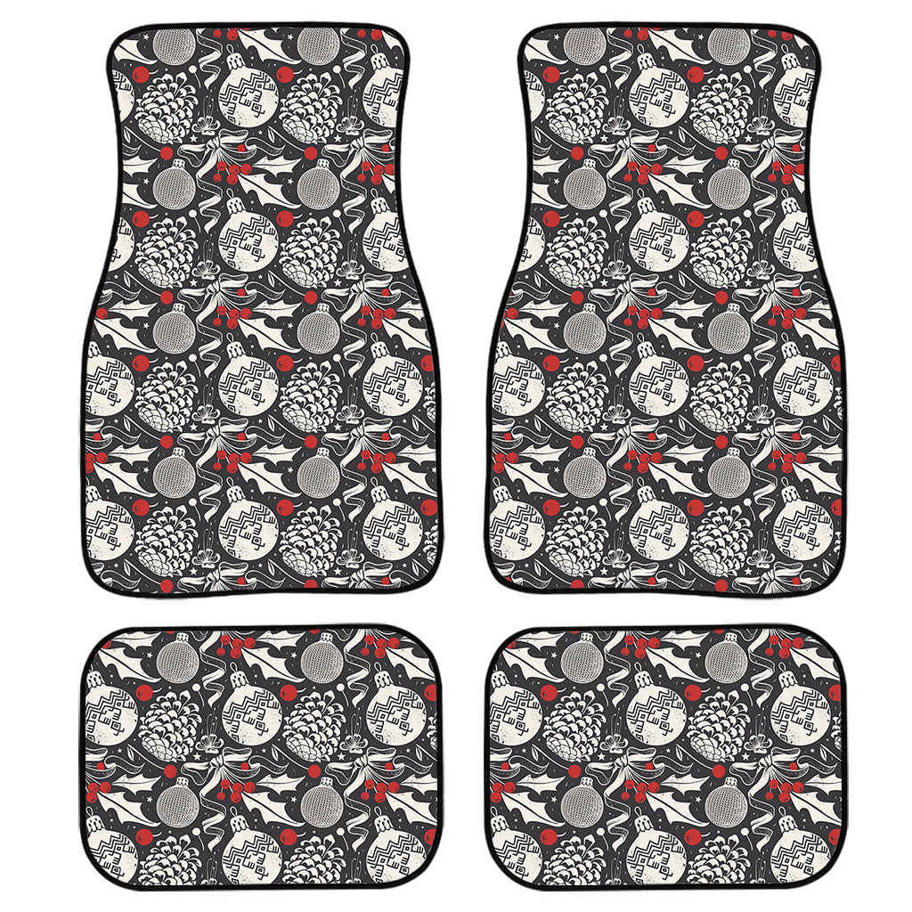 Vintage Christmas Decorations Print Front And Back Car Floor Mats, Front Car Mat