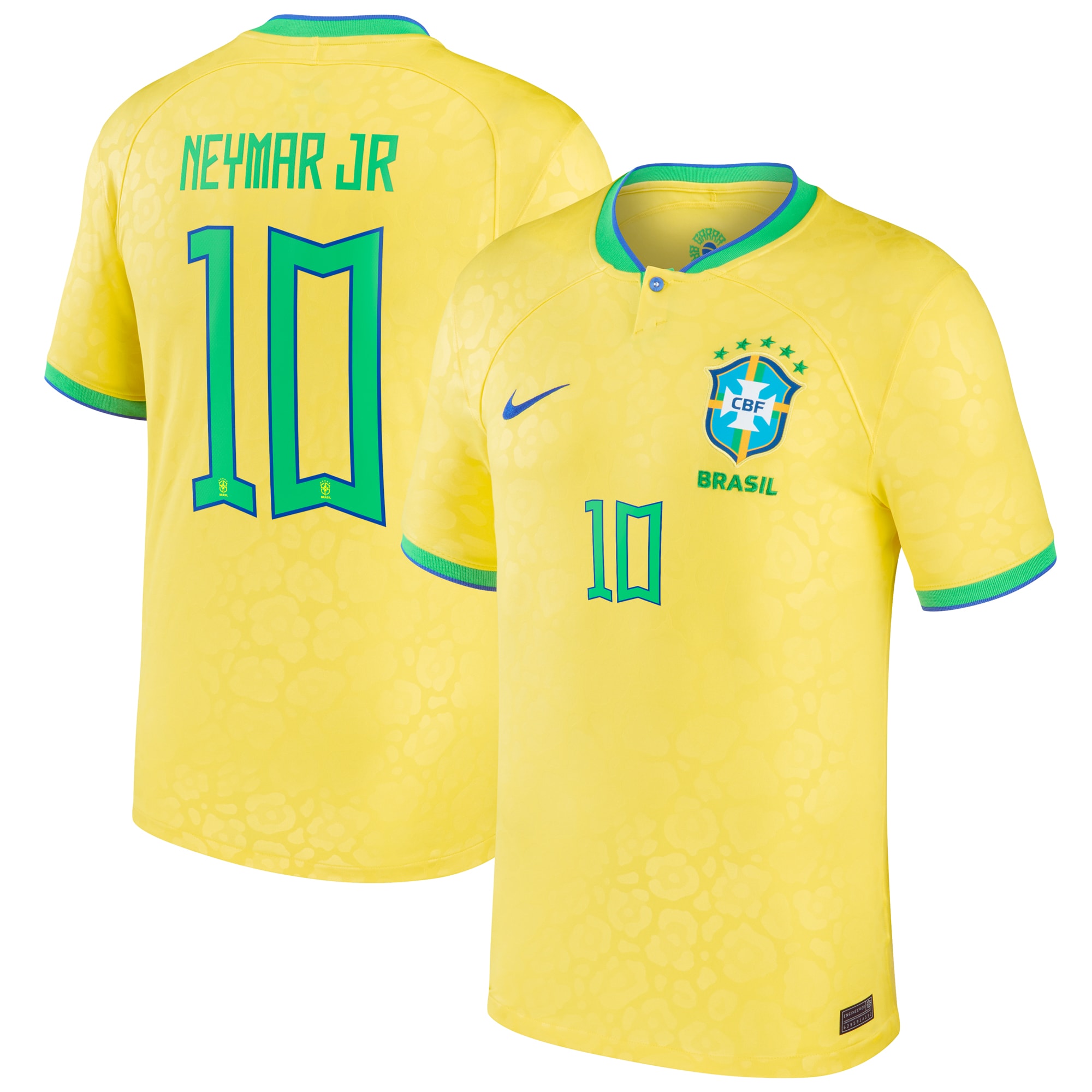 Neymar Jr. Brazil National Team 2022/23 Home Breathe Stadium Replica Player Jersey – Yellow