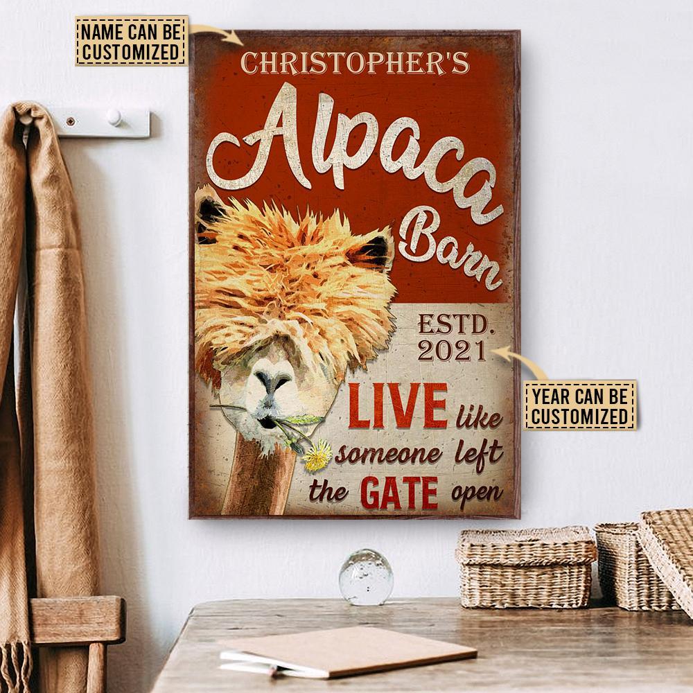 Aeticon Gifts Personalized Alpaca Barn The Gate Open Canvas Mom Dad Gift Home Decor