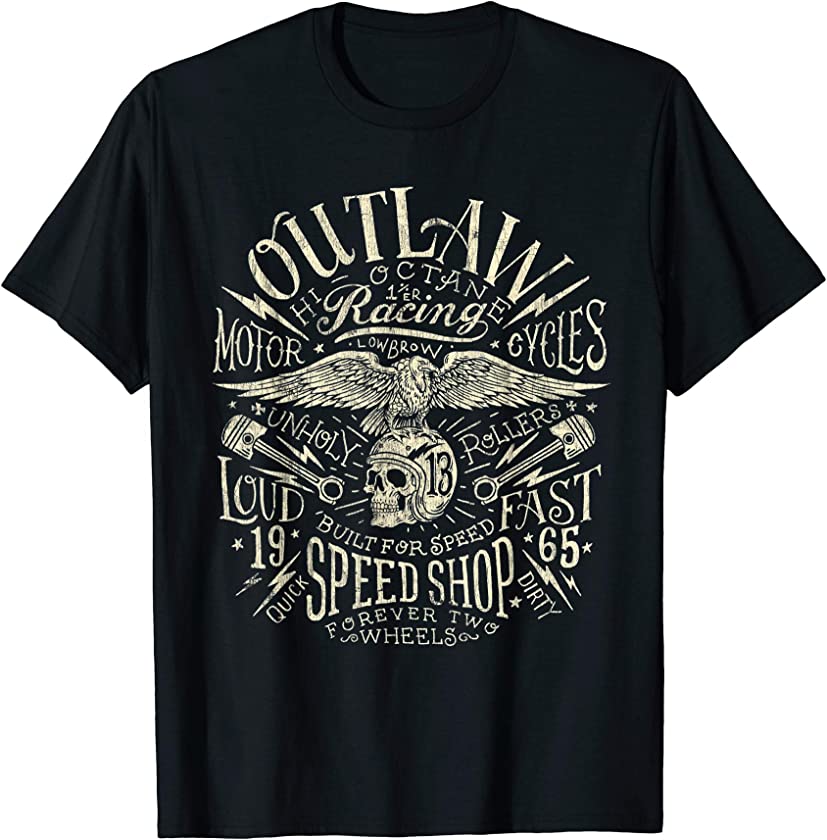 Vintage Vulture Outlaw Motorcycle Greaser Motors Old Bikers T-Shirt