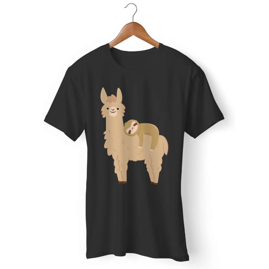 Sloth Relaxing On A Llama Man’s T-Shirt