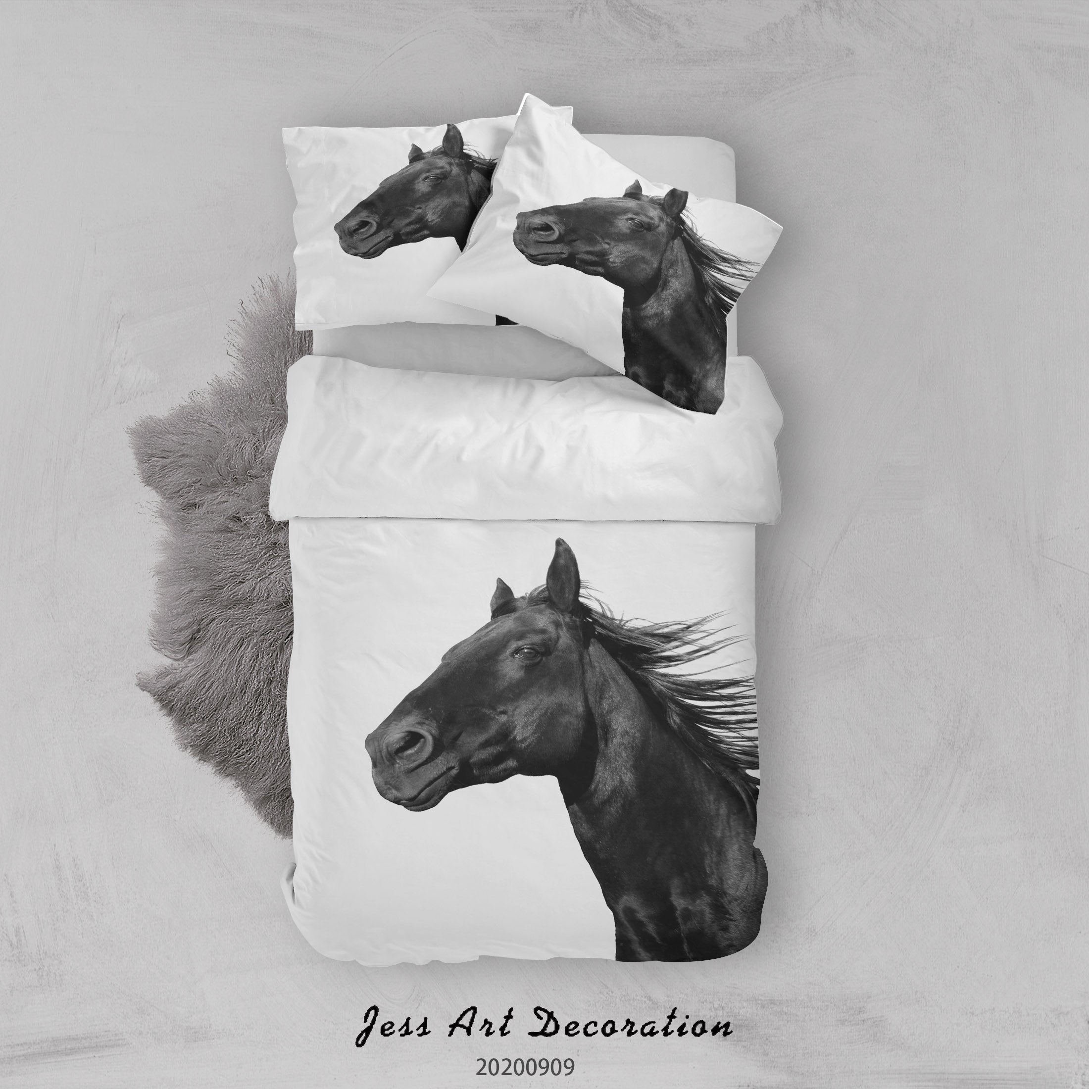 3D Nature Animal Horse Quilt Cover Set Bedding Set Duvet Cover Pillowcases Wj 6071