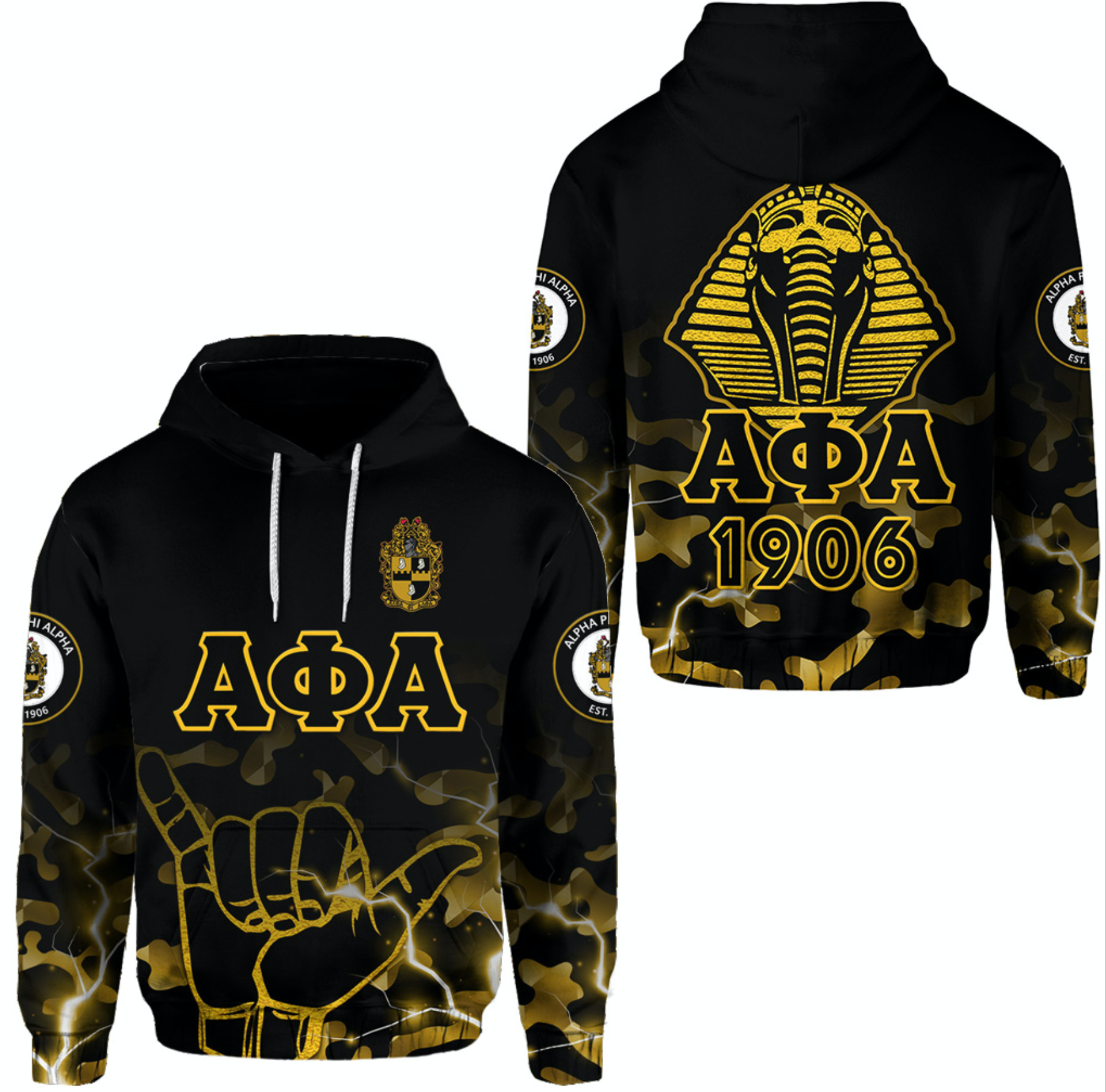 Alpha Phi Alpha Fraternity Hoodie Camouflage Black Vibes – Hand Sign Lt8