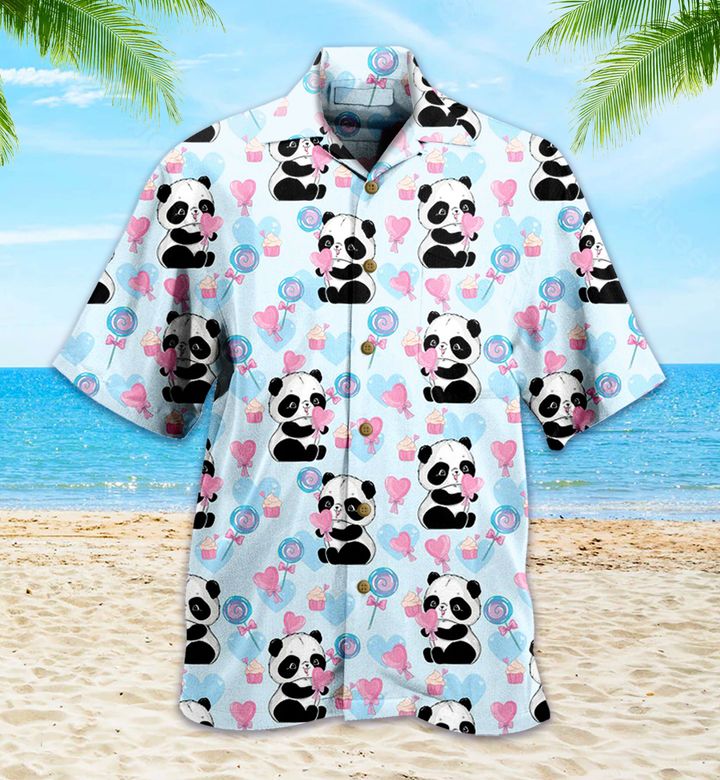 Panda With Sweets Pattern 3D Hawaiian Shirt