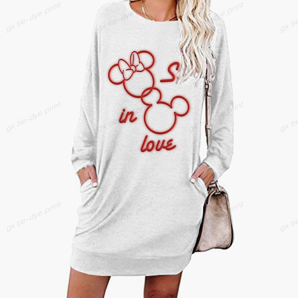 2022 Disney Minnie Mickey Mouse print Hoodie women fashion Long Sleeve Sweatshirt Harajuku Jumper Hooded Pullover Tops Casual alx