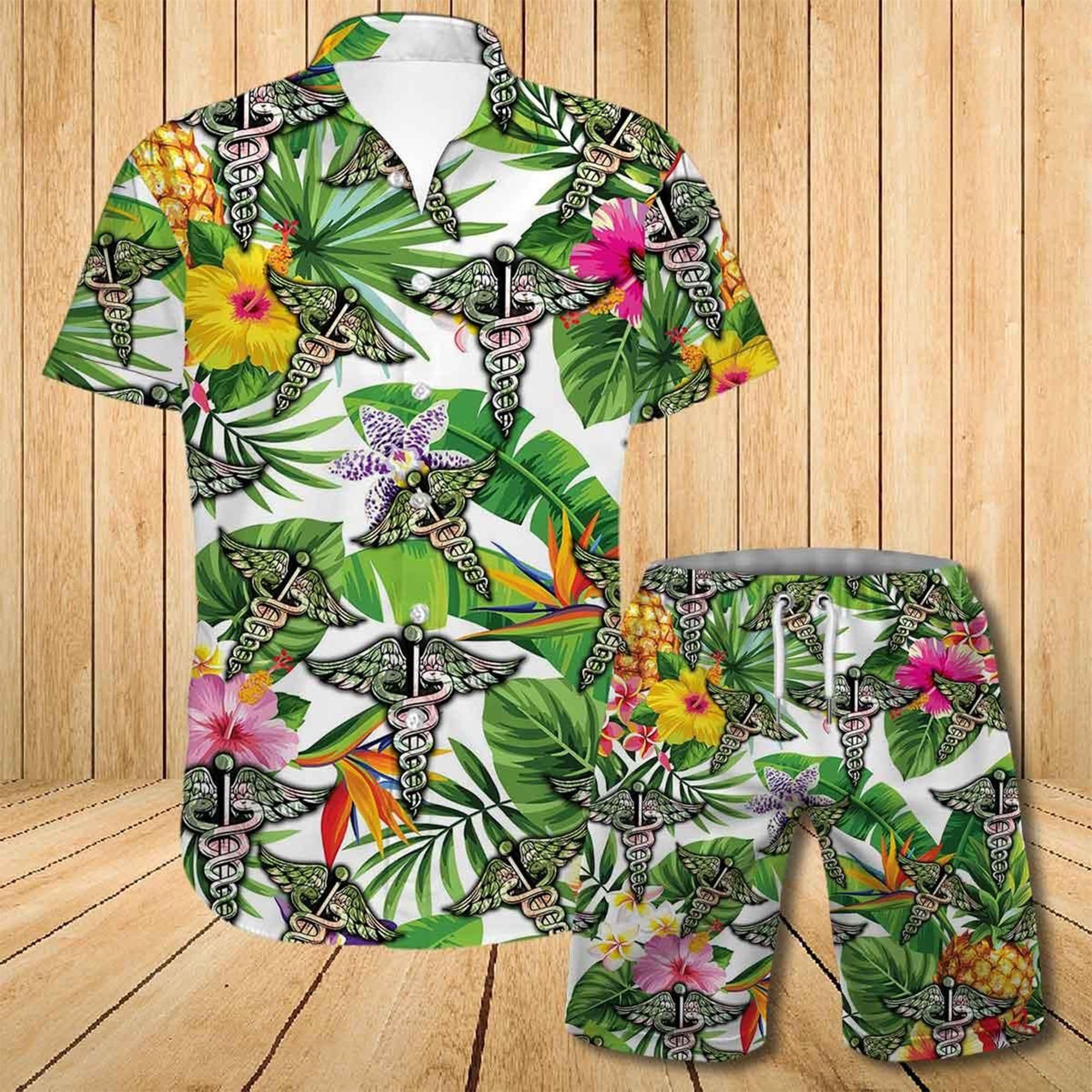 Nurse Symbol Tropical Summer Hawaii Aloha Shirts Beach Shorts Dh Ha27669