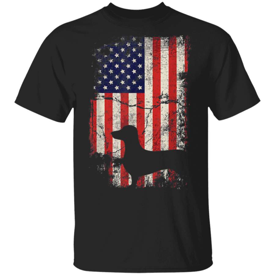 Vintage Dachshund American Flag USA Patriotic Dog Gift TShirt