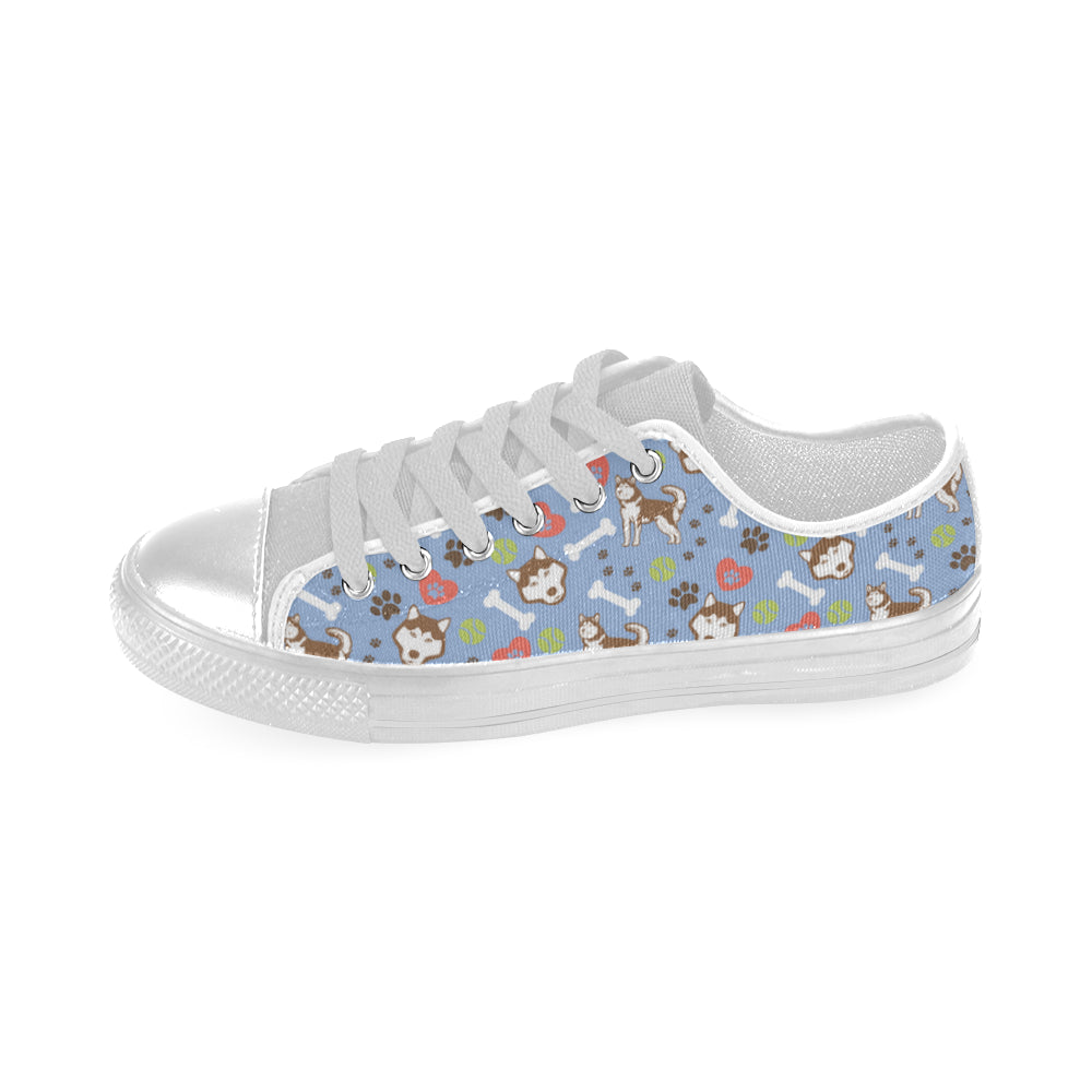 Alaskan Malamute Pattern White Low Top Canvas Shoes for Kid