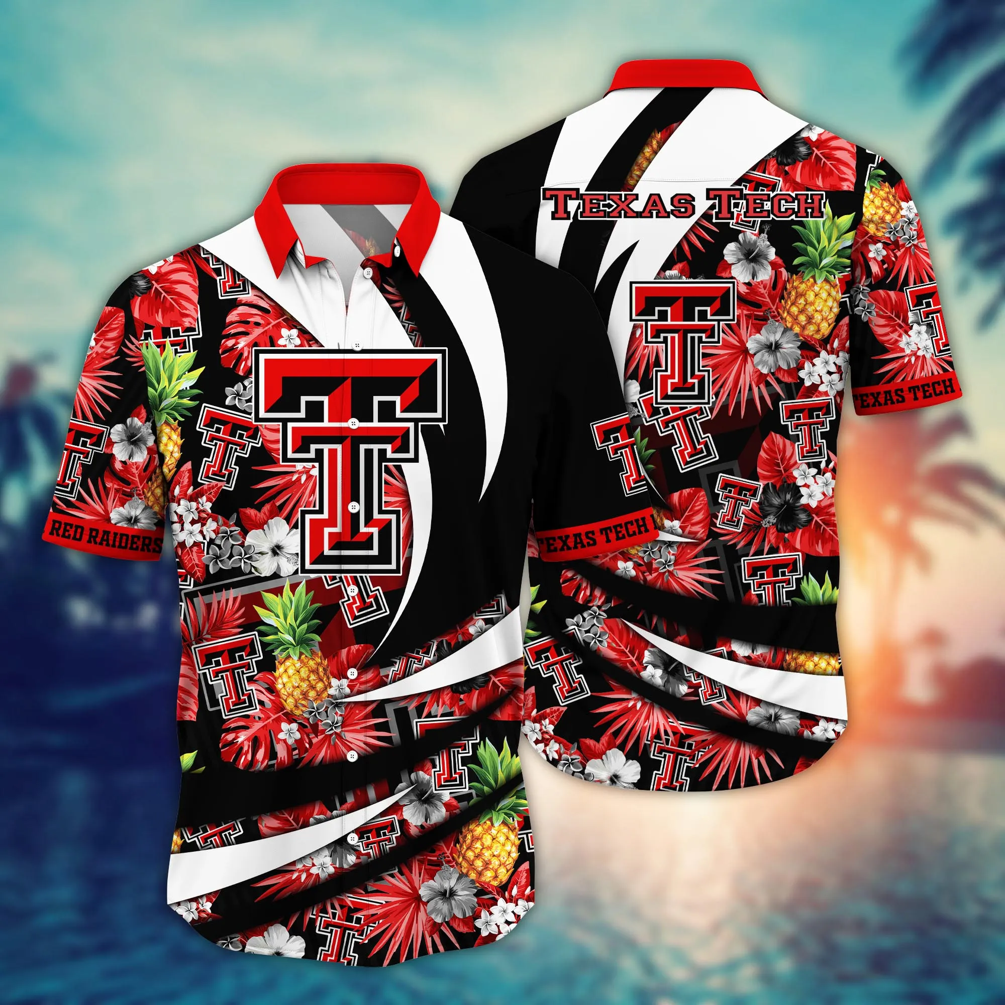 Texas Tech Red Raiders NCCA Hawaiian Shirt Umbrellas (For Sun) Aloha Shirt