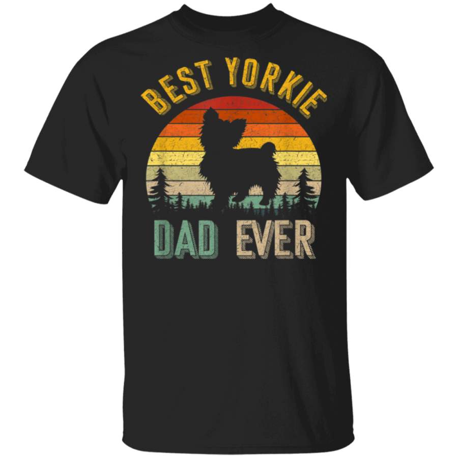 Best Yorkie Dad Ever Vintage Retro 70S T Shirt