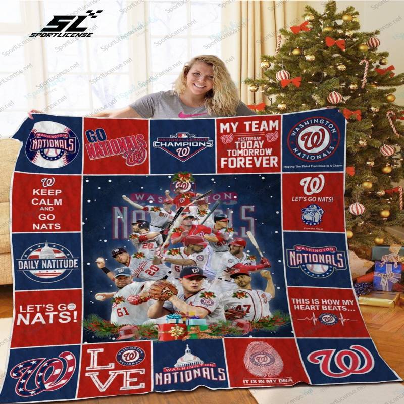 H Washington Nationals LG Christmas Quilt Blanket Ver 17